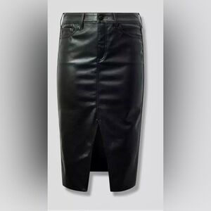 NWT Torrid Black Midi Faux Leather Front Slit Skirt, Torrid size 0 (size 12)